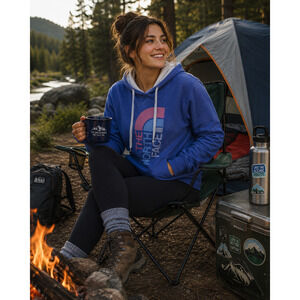 Womens The North Face Purple Blue Hoodie Sweatshirt With Large Logo On The Front